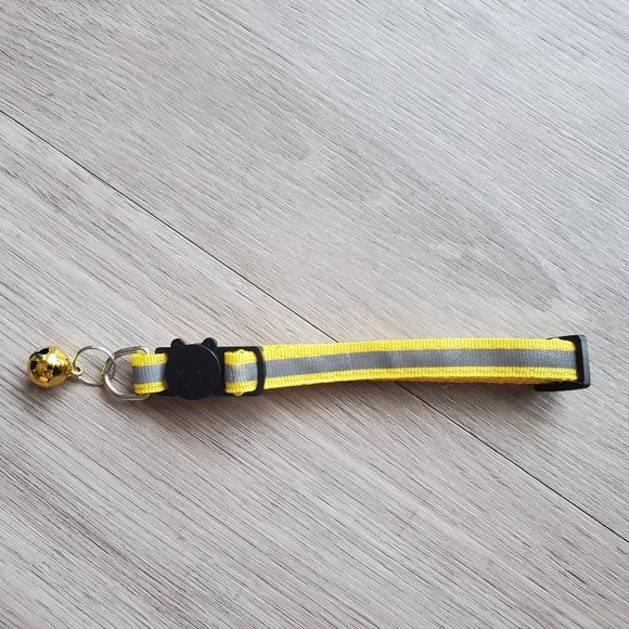NEW Yellow Adult Reflective-Breakaway Cat Collar with Bell - Picture 6 of 6